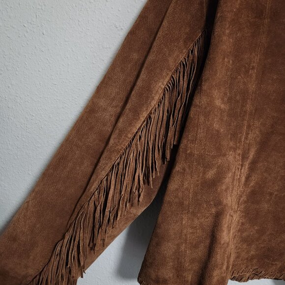 Vintage Rare Women's Brown Fringe Suede Jacket Coat XL - Picture 5 of 10